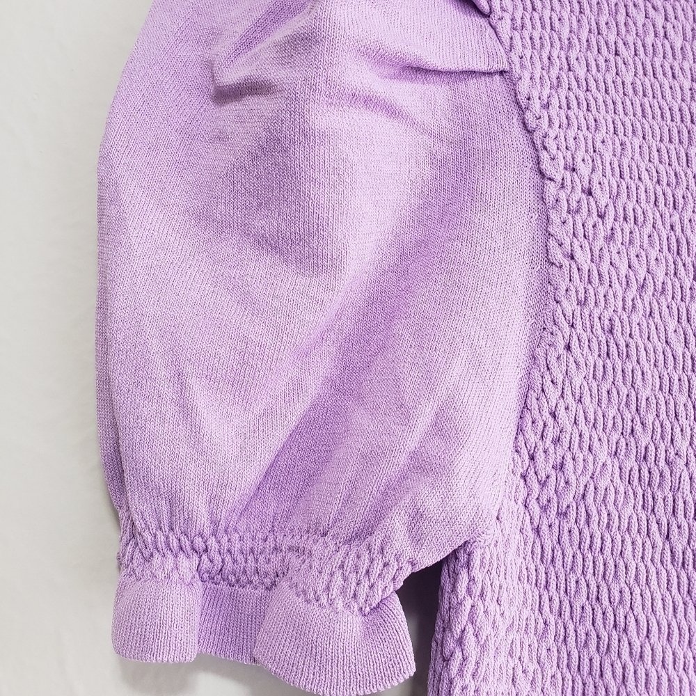 Zara Elastic Trim Puff Sleeve Knit Blouse - Picture 5 of 9